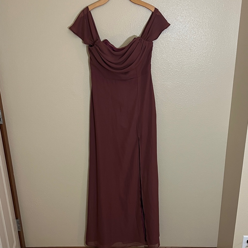 Birdy Grey Elegant Off-Shoulder Maxi Full Length Wedding Dress